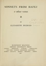 Cover of: Sonnets from Hafez & other verses by Elizabeth Bridges