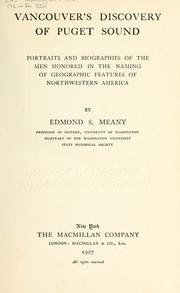Cover of: Vancouver's discovery of Puget Sound by Edmond S. Meany