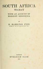 Cover of: South Africa to-day: with an account of modern Rhodesia