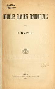 Cover of: Nouvelles glanures grammaticales.