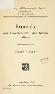 Cover of: Exempla aus Handschriften des Mittelalters by Joseph Klapper