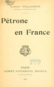 Cover of: Pétrone en France.