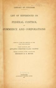 Cover of: List of references on Federal control of commerce and corporations