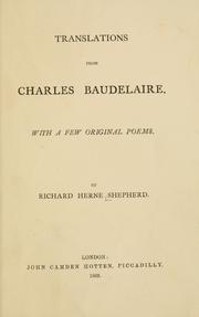 Cover of: Translations from Charles Baudelaire, with a few original poems by Richard Herne Shepherd