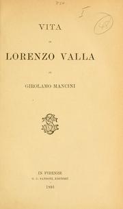 Cover of: Vita di Lorenzo Valla