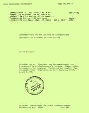 Cover of: Contributions on the subject of longitudinal movements of aircraft in wind shears: Translation from german Ph.D. Thesis 1983, Technische Universität Carolo-Wilhelmina zu Braunschweig (Germany)