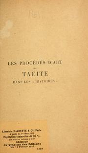 Cover of: procédés d'art de Tacite dans les "Histoires"