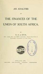 Cover of: An analysis of the finances of the Union of South Africa. by Michiel Hendrik De Kock