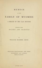 Cover of: Memoir of the family of M'Combie: a branch of the Clan M'Intosh