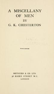 Cover of: A miscellany of men by Gilbert Keith Chesterton