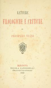 Cover of: Lettere filologiche e critiche.