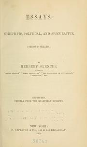 Cover of: Essays--scientific, political and speculative