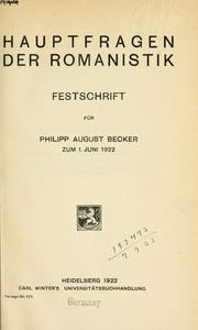 Cover of: Hauptfragen der Romanistik by 