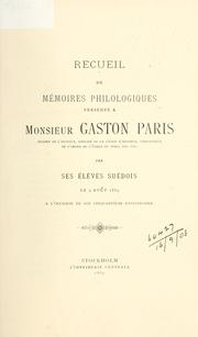 Cover of: Recueil de mémoires philologiques présenté à Gaston Paris