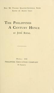 Cover of: The Philippines a century hence