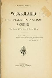 Cover of: Vocabolario del dialetto antico vicentino: dal secolo 14 a tutto il secolo 16.