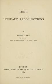 Cover of: Some literary recollections by James Payn