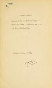 Cover of: Encyklopädie und Methodologie der philologischen Wissenschaften. by August Böckh