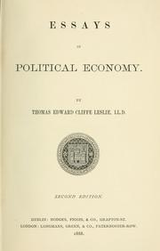 Cover of: Essays in political economy.