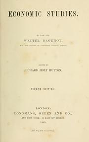 Cover of: Economic studies. by Walter Bagehot