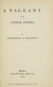 Cover of: A pageant: and other poems