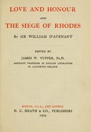 Cover of: Love and honour: and The siege of Rhodes