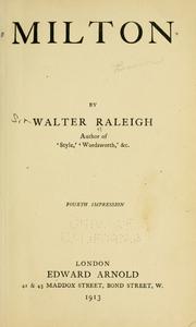 Cover of: Milton. by Sir Walter Alexander Raleigh