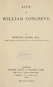 Cover of: Life of William Congreve by Edmund Gosse