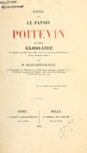 Cover of: Essai sur le patois poitevin by Eugène Henri Edmond Beauchet-Filleau