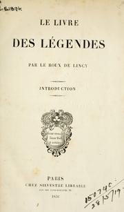 Cover of: livre des légendes: introduction.