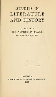 Cover of: Studies in literature and history
