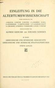 Cover of: Einleitung in die Alterstumwissenschaft, unter Mitwirkung von J. Belock èt al.: Hrsg. von Alfred Gercke und Eduard Norden.