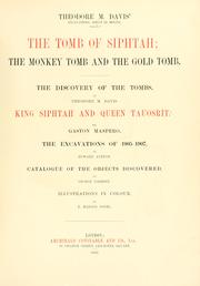Cover of: tomb of Siphtah: the monkey tomb and the gold tomb ; the discovery of the tombs