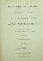 Cover of: The season's work at Ahnas and Beni Hasan: 1890-1891