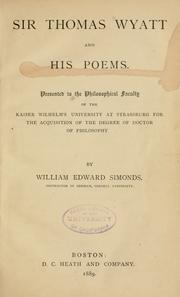 Cover of: Sir Thomas Wyatt and his poems ... by Simonds, William Edward