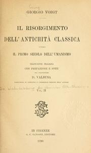 Cover of: Il Risorgimento dell'antichità classica by Voigt, Georg