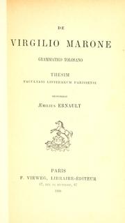 Cover of: De Virgilio Marone grammatico Tolosano.