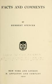 Cover of: Facts and comments. by Herbert Spencer