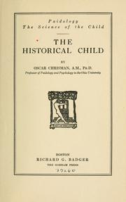 Cover of: Paidology; the science of the child. by Oscar Chrisman