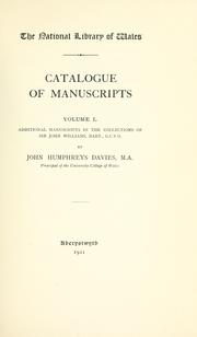Catalogue of manuscripts .. by National Library of Wales.