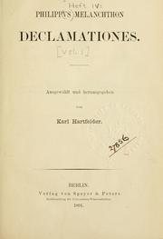 Cover of: Declamationes.: Ausgewählt und hrsg. von Karl Hartfelder.