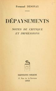 Cover of: Dépaysements: notes de critique et impressions.