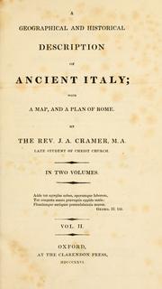 Cover of: geographical and historical description of ancient Italy: with a map, and a plan of Rome