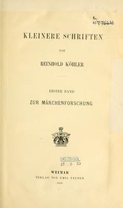 Cover of: Kleinere Schriften by Reinhold Köhler