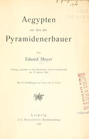 Cover of: Aegypten zur zeit der pyramidenerbauer by Eduard Meyer