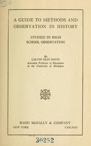Cover of: A guide to methods and observation in history: studies in high school observation.