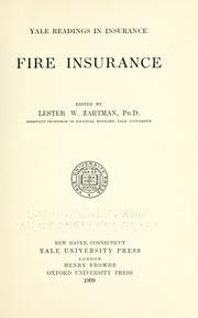 Fire insurance by Lester W. Zartman