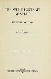 Cover of: The spirit portrait mystery by Abbott, David Phelps