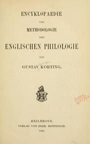 Cover of: Encyklopaedie und Methodologie der englischen Philologie.