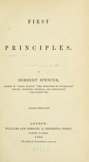 Cover of: First principles. by Herbert Spencer, Herbert Spencer